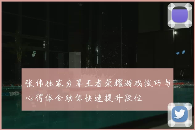 张伟独家分享王者荣耀游戏技巧与心得体会助你快速提升段位
